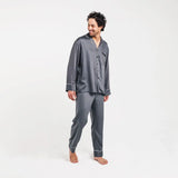 Slate | Long Sleeve PJ Shirt Made With 100% Bamboo #Color_slate